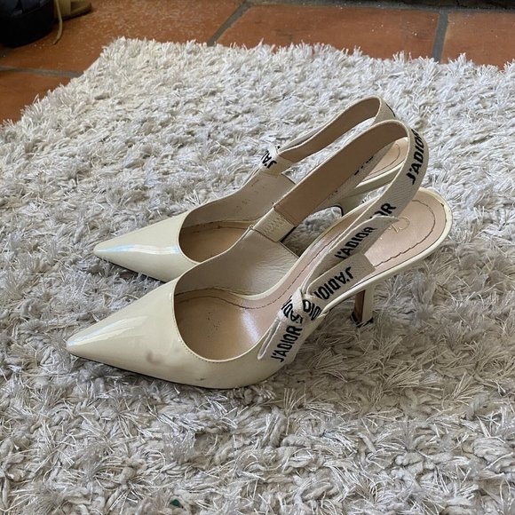 Christian Dior Womens White J'adior Patent Leather Slingback Pumps Size 36 6 - Picture 2 of 11